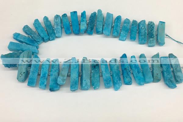 CNG3632 15.5 inches 5*30mm - 8*35mm sticks druzy agate beads