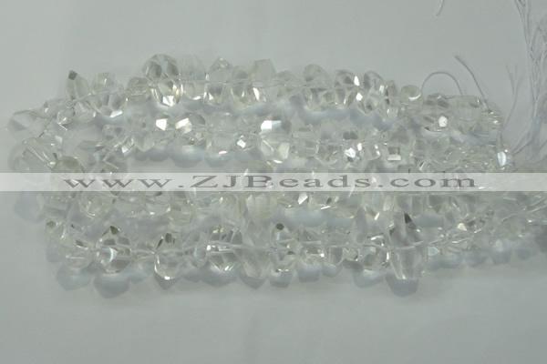 CNG365 15.5 inches 10*20mm faceted nuggets white crystal beads