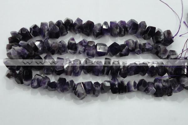 CNG367 15.5 inches 10*20mm faceted nuggets amethyst beads