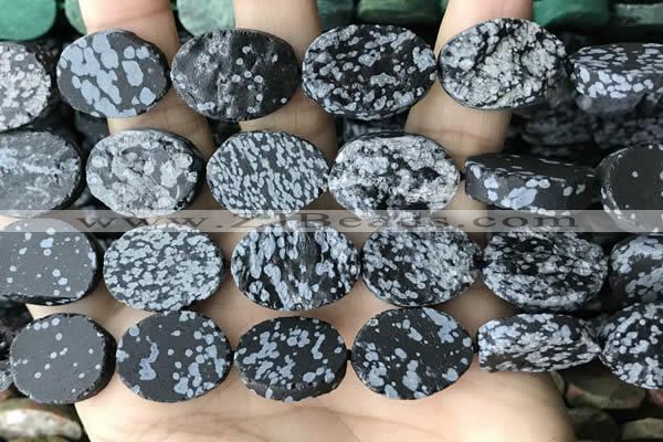 CNG3710 15.5 inches 15*20mm oval rough snowflake obsidian beads