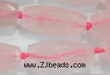 CNG374 15.5 inches 15*35mm faceted nuggets rose quartz beads