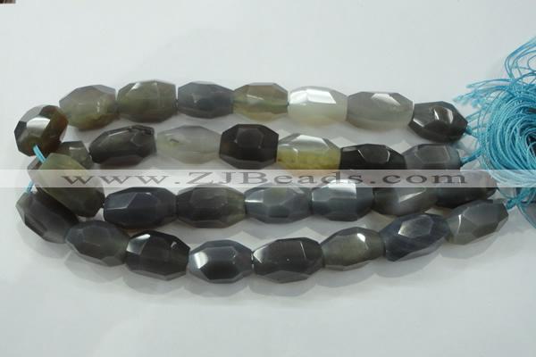 CNG394 15.5 inches 16*26mm faceted nuggets grey agate beads