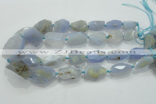 CNG404 15.5 inches 15*20mm - 18*30mm faceted nuggets blue chalcedony beads