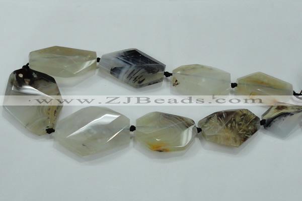CNG471 15.5 inches 20*30mm - 30*50mm faceted nuggets agate beads