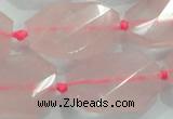 CNG480 15.5 inches 20*30mm twisted & faceted nuggets rose quartz beads