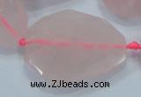 CNG481 15.5 inches 30*40mm twisted & faceted nuggets rose quartz beads