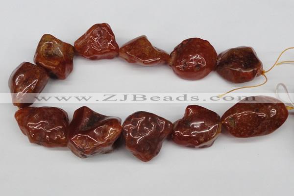 CNG49 15.5 inches 28*32mm nuggets red agate gemstone beads