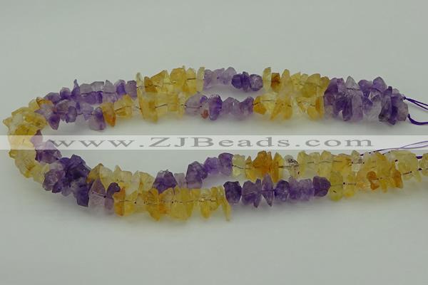 CNG5045 15.5 inches 4*8mm - 6*15mm nuggets amethyst & citrine beads