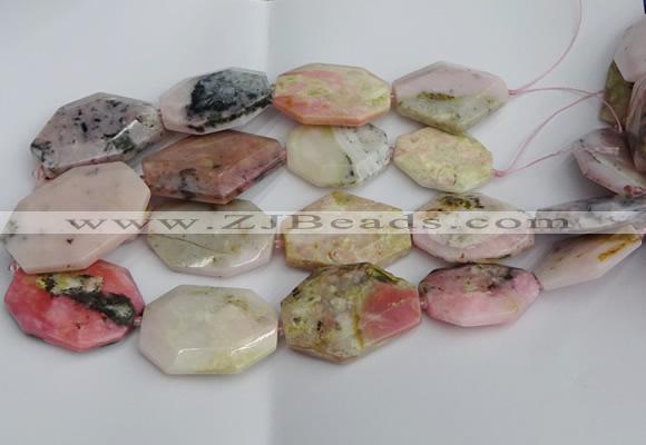 CNG5207 15.5 inches 20*30mm - 25*45mm freeform pink opal gemstone beads