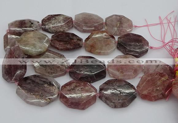 CNG5285 20*30mm - 35*45mm faceted freeform strawberry quartz beads