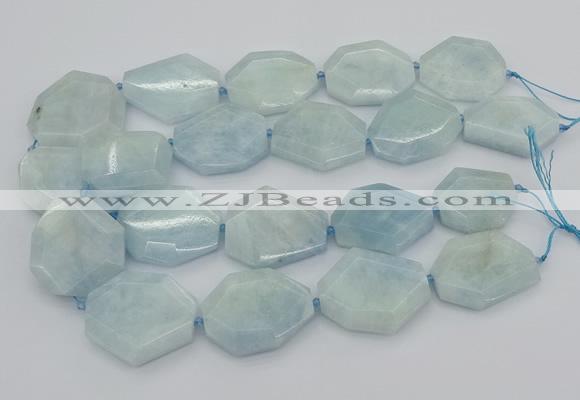 CNG5375 15.5 inches 20*30mm - 35*45mm faceted freeform aquamarine beads