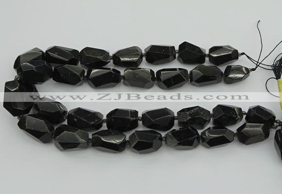 CNG5395 12*16mm - 15*25mm faceted nuggets black tourmaline beads