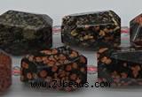 CNG5416 12*16mm - 15*25mm faceted nuggets red snowflake obsidian beads