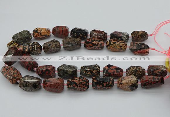 CNG5416 12*16mm - 15*25mm faceted nuggets red snowflake obsidian beads