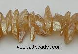 CNG5464 15.5 inches 6*10mm - 8*20mm nuggets plated quartz beads