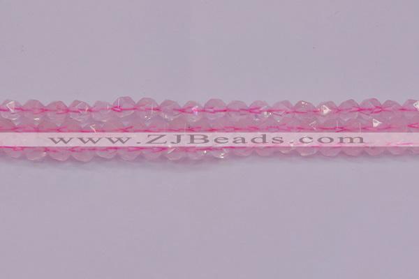 CNG5482 15.5 inches 8mm faceted nuggets rose quartz beads