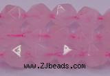 CNG5483 15.5 inches 10mm faceted nuggets rose quartz beads