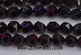 CNG5501 15.5 inches 6mm faceted nuggets black agate beads