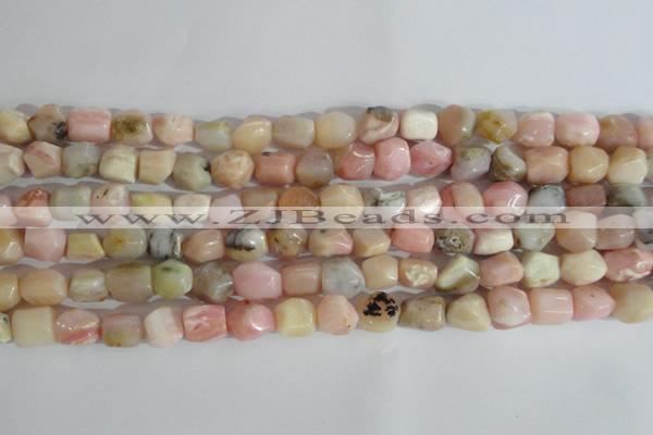 CNG556 15.5 inches 8*10mm nuggets pink opal gemstone beads