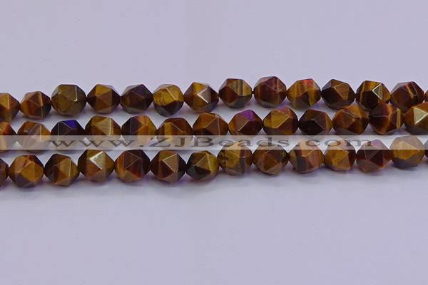 CNG5579 15.5 inches 12mm faceted nuggets yellow tiger eye beads