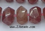 CNG5584 12*16mm - 15*20mm faceted nuggets strawberry quartz beads