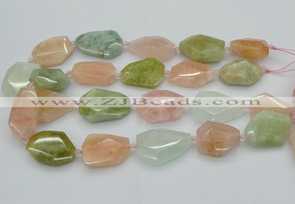 CNG5591 15.5 inches 22*28mm - 25*35mm faceted freeform morganite beads