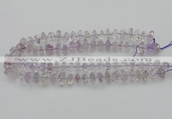 CNG5600 15.5 inches 6*16mm - 8*18mm faceted nuggets amethyst beads