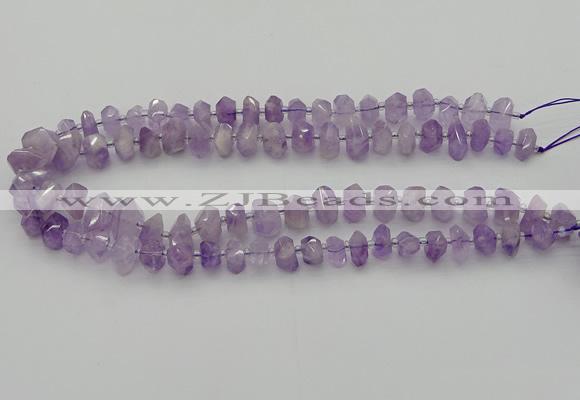 CNG5601 6*16mm - 8*18mm faceted nuggets lavender amethyst beads