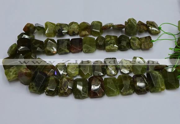 CNG5624 15.5 inches 15*20mm - 18*25mm faceted freeform green garnet beads