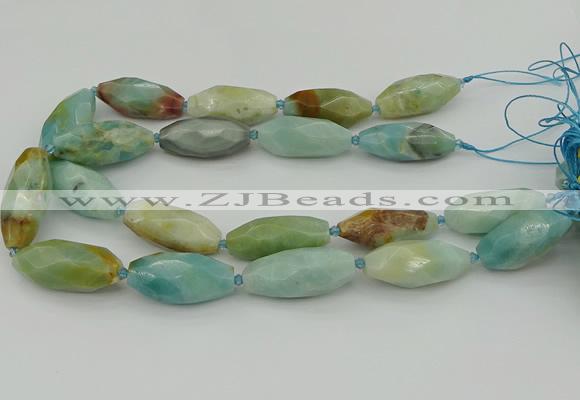 CNG5641 15.5 inches 15*35mm - 18*40mm faceted rice amazonite beads