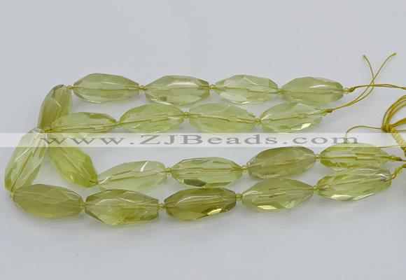 CNG5649 15.5 inches 15*35mm - 18*40mm faceted rice lemon quartz beads