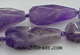 CNG5652 15.5 inches 15*35mm - 18*45mm faceted teardrop amethyst beads