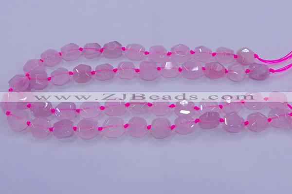 CNG5784 10*12mm - 10*14mm faceted freeform rose quartz beads