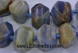 CNG5797 12*16mm - 13*18mm faceted nuggets blue calcite beads