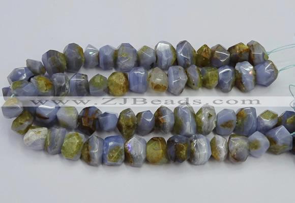 CNG5800 12*16mm - 13*18mm faceted nuggets blue lace agate beads