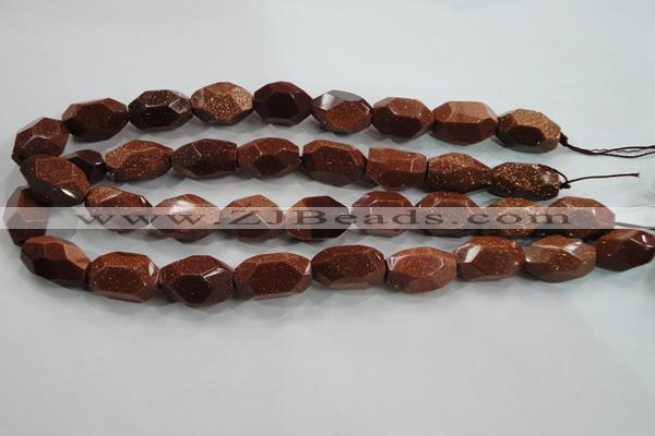 CNG581 15.5 inches 13*22mm faceted nuggets goldstone beads