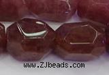 CNG5847 16*22mm - 18*25mm faceted nuggets strawberry quartz beads