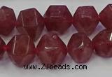 CNG5849 10*12mm - 14*15mm faceted nuggets strawberry quartz beads