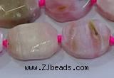 CNG5884 15.5 inches 10*14mm - 12*16mm faceted freeform pink opal beads