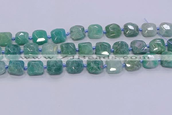 CNG5889 15.5 inches 10*12mm - 10*14mm faceted freeform amazonite beads