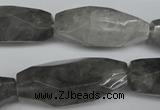 CNG590 12*30mm - 14*32mm faceted rice cloudy quartz nugget beads