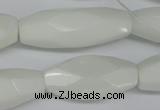 CNG591 12*30mm - 13*32mm faceted rice white porcelain nugget beads