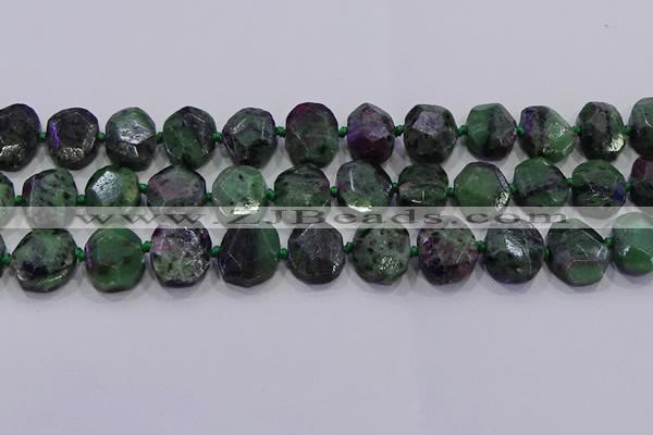 CNG5947 10*14mm - 12*16mm faceted freeform ruby zoisite beads