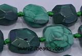 CNG5953 15.5 inches 10*12mm - 10*14mm faceted freeform malachite beads