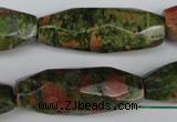 CNG596 13*35mm - 14*38mm faceted rice unakite nugget beads