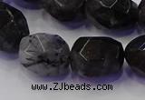 CNG5963 13*18mm - 15*20mm faceted nuggets black rutilated quartz beads