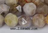 CNG6022 15.5 inches 12mm faceted nuggets silver needle agate beads