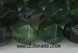 CNG6026 15.5 inches 12mm faceted nuggets moss agate beads