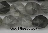 CNG6029 15.5 inches 12mm faceted nuggets cloudy quartz beads