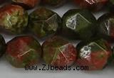 CNG6039 15.5 inches 12mm faceted nuggets unakite gemstone beads